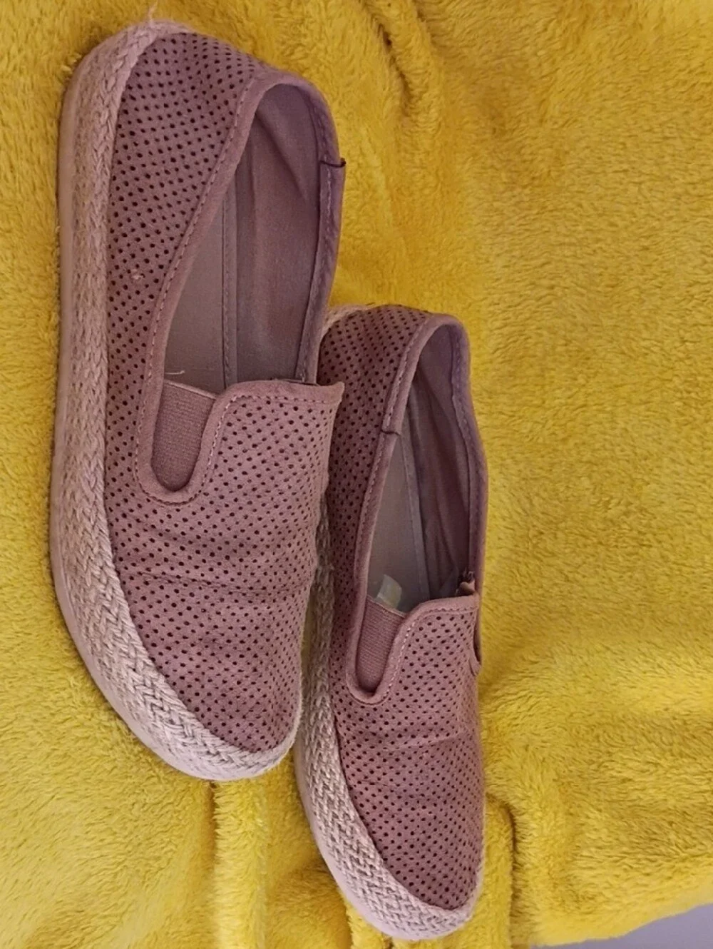 Esprit Perforated Slip-On Espadrilles in Dusty Rose